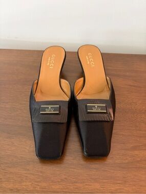 Gucci (Tom Ford) Black Silk Mules